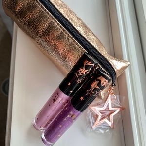 MAC lipglass lipgloss set with rose gold cosmetic bag Brand New!